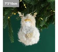 QOXEZY Plush Christmas Angel Doll Pendant, 10x7x3 cm, Cute Closed-Eye Girl Ornament for Tree, Wall, Window, Door, Shelf Decoration (Brown)