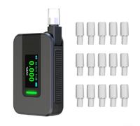QOXEZY Portable Breathalyser Electrochemical Sensor Device - Digital Tester with Colour Alerts, Compact Size, 15 Mouthpieces for Home Use