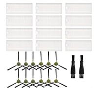 QOXEZY Replacement Accessories Kit For OKP Life K2 K3 K4 For Lefant M210 M210S Robot Vacuum Cleaner Parts, 12 Filter, 12 Side Brush, 2 Cleaning brush