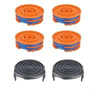QOXEZY Strimmer Line & Cover,Spool Line +Cap for QUALCAST GGT600A2 Grass String Trimmers,Replacement Spool & Line Lawn Mowers Accessories（2pcs Spool Cap+4pcs Line Spool）