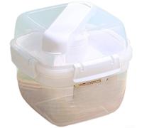 QOXEZY Two-Tier Portable Meal Container with Locking Clips, Silicone Gasket Sauce Box, Fork, for Travel Lunch Solutions, Microwave Safe, Leak-Proof Seal, for Office Lunches(white)