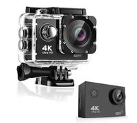 QOXEZY Ultra HD 4K Action Camera with WiFi Connectivity, Advanced Image Stabilisation and 30 Metre Waterproof Housing for Extreme Sports, Cycling and Vlogging, Multiple Mounts, Black(Black)