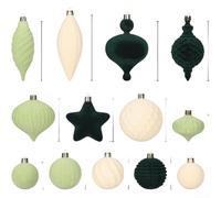 QOXEZY Velvet Christmas Ornament Set with Swan Shaped Balls in Modern Minimalist Style for Tree Hanging and Window Display(Pear Green)