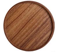 QOXEZY Walnut Wood Tea Serving Tray, Japanese Style Square Plate, Wooden Snack Plate, Coffee Dessert Tray, Wood Fruit Serving Plate, For Tea Coffee Snacks(Round 32cm)