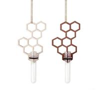 QOXEZY Wooden Wall-Mounted For Honeycomb Test Tube Vase Decorative Flower Pot Holder Plant Display Stand For Home Office Bedroom Balcony Decor 2 Pack