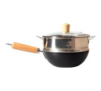 QOXEZY Wrought Iron Wok 20cm Uncoated Induction Safe Reusable(C-24CM) | Hand hammered texture, traditional craft, develops natural patina, 20cm size, reuse
