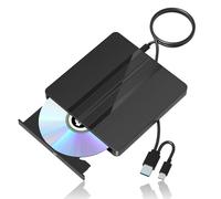 qoyeia External DVD Drive,USB 3.0 and Type-C CD DVD Disc Reader Writer Burner Player, Portable CD DVD +/-RW Optical Drive for PC Laptop Desktop MacBook Mac Windows10/11 Linux OS