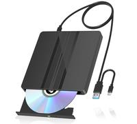 qoyeia External DVD Drive,USB 3.0 and Type-C CD DVD Disc Reader Writer Burner Player, Portable CD DVD +/-RW Optical Drive for PC Laptop Desktop MacBook Mac Windows10/11 Linux OS
