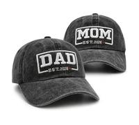 Qoyupuza Funny Mom and Dad Est 2026 Hats Set, 3D Embroidered Baseball Caps - New Parent Gifts for Pregnancy Announcement