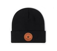 Qoyupuza World's Best Dad Ever Beanie, Super Papa Winter Hat with Leather Patch, Funny Christmas for Dad, Super Papa-black, One size