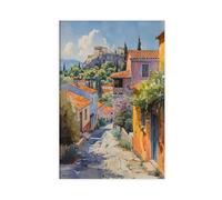 QOYVG Athens Watercolor Painting, Greece Wall Art, Athens Print, Greece Poster, Custom Text, Personalised Gift, Wedding Present, C30-629 Canvas Poster Bedroom Decor Landscape 24x36inch(60x90cm)
