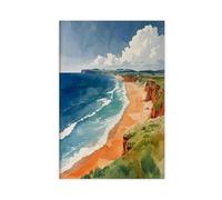 QOYVG Bamburgh Castle Watercolor Painting_ Northumberland Coast Wall Art Canvas Poster Bedroom Decor Landscape 08x12inch(20x30cm)