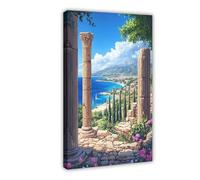 QOYVG Carthage Ruins Art Print, Ancient Tunisia, View of The Mediterranean Sea Canvas Poster Bedroom Decor Landscape 16x24inch(40x60cm)