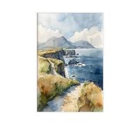 QOYVG Dingle Ireland Watercolor Print_ Coastal Irish Landscape Art Canvas Poster Bedroom Decor Landscape 20x30inch(50x75cm)