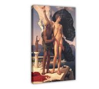QOYVG Frederic Leighton Icarus En Daedalus Canvas_poster Kunstreproductie Canvas Poster Bedroom Decor Landscape 24x36inch(60x90cm)