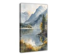 QOYVG Lake District Watercolor Painting, Buttermere Art Print, National Park Poster, Cumbria Wall Art, Adventure Gift Idea, Canvas Poster Bedroom Decor Landscape 20x30inch(50x75cm)