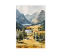 QOYVG Lake District Watercolor Painting, Helvellyn Wall Art, Cumbria Landscape Poster, Hiking Adventure Print, National Park Decor, Canvas Poster Bedroom Decor Landscape 16x24inch(40x60cm)