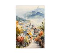 QOYVG Seoul Watercolor Painting, South Korea Wall Art, Seoul Poster, Travel Print, Wedding Gift, Birthday Present Canvas Poster Wall Art Decor Print Picture Paintings 12x18inch(30x45cm)