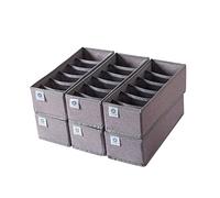 Qozary 6 Pack Sock Underwear Drawer Organizer Dividers, Collapsible Cabinet Closet Storage Boxes for Clothes, Socks, Lingerie, Underwear, Tie, Belt, Baby, Bedroom (Gray, 6 Cells)