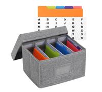 Qozary Index Card Holder 4x6 - Index Card Box With Dividers, Index Card Organizer Case, Foldable Flash Card Holder, 1000+ Card Capacity Box With Lid