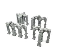 QP3D - Battle Ruined Building Pillars Wall Age 10+, Terrain Scenery for Tabletop & RPG 28-32mm Miniatures Wargame Props DnD D&D, 3D Printed and Paintable