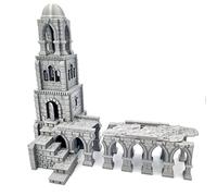 QP3D - Battle Tower Pillars Building, Ruined Terrain Wall Scenery for Tabletop & RPG 28-32mm Miniatures Wargame Props DnD D&D, 3D Printed and Paintable
