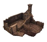 QP3D - Medieval Corner Ruin Terrain 28-32mm - Frostguard Town Stone Building for RPG & DnD, Fantasy Battles & Tabletop Wargaming