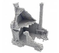 QP3D - Medieval Ruined Stone House, Wargame Terrain Scenery for Tabletop Games 28-32mm Scale Miniatures, 16-20 Century European Building for RPG 2WW Railway Modelling (28mm Scale)
