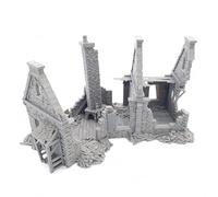QP3D - Wargaming Terrain - Ruined Stone House, Scenery for Tabletop Games 28-32mm Scale Miniatures, 16-20 Century Medieval European Building for RPG 2WW Railway Modelling (28mm Scale)