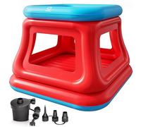 QPAU 3-in-1 Inflatable Bounce House for Kids 3-6, Ball Pit, Trampoline & Bounce Castle, Safety Net & Open-Entry, Outdoor Indoor Bouncy House with Electric Air Pump, Toddler Outdoor Toys for Backyard