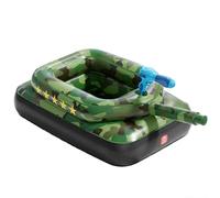 QPAU Kids Tank Pool Float with Water Cannon, 0.35mm Extra Thick Inflatable Pool Toys for Boys Girls Ages 3-6, Heavy Duty Pool Floats with Cushioned Seat for Summer Water Battle, Green/Black Base