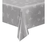 QPC Direct Dandelion Linen Effect PVC Oilcloth Table Cover Vinyl Tablecloth (Grey, 135cm (53") Diameter Round)
