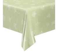 QPC Direct Dandelion Linen Effect PVC Oilcloth Table Cover Vinyl Tablecloth (Sage Green, 140 x 180cm Rectangle)