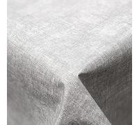 QPC Direct Grey Linen Effect PVC Oilcloth Table Cover Vinyl Tablecloth, 140 x 300cm Rectangle