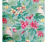 QPC Direct Polly Parrot Tropical Flowers TEAL PVC Oilcloth Table Cover Vinyl Tablecloth (300 x 140cm)