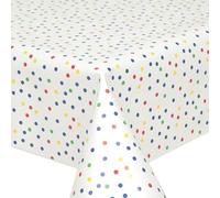QPC Direct Rainbow Polka Dot PVC Oilcloth Table Cover Vinyl Tablecloth 140 x 140cm Square