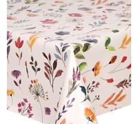QPC Direct Tall Flowers Multi PVC Oilcloth Table Cover Vinyl Tablecloth 135cm (53") Diamter Round