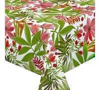 QPC Direct Tropical Flowers Multi PVC Oilcloth Table Cover Vinyl Tablecloth, 140 x 140cm Square