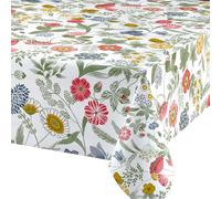 QPC Direct Wild Flowers Multi PVC Oilcloth Table Cover Vinyl Tablecloth, 140 x 140cm Square