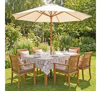 QPC Direct Wipe Clean Waterproof Outdoor Garden Tablecloth with Parasol Hole (Country Garden, Square 140 x 140cm)