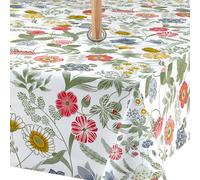 QPC Direct Wipe Clean Waterproof Outdoor Garden Tablecloth with Parasol Hole (Wild Flowers Multi, Rectangle 140 x 200cm)