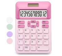 QpenguinBabies Pink Business Calculator with 12 Digit LCD Display, Pink Office Supplies, Cute Calculator for Office, Home, School, Shop