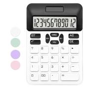 QpenguinBabies White Scientific Calculator, 12 Digit LCD Display, Dual Powered (Battery & Solar), Office, Home, School
