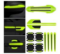 QPESRY 12pcs Car Stickers Auto Door Handle Scratch Protection Cover Car Fender Side Reflector Reflective Stickers Car Rearview Mirror Reflective Safety Warning Anti-collision Strip Sticker Set