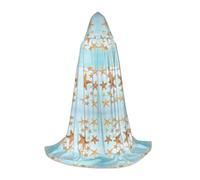 QPIPGER 3D Beautiful Maritime Summer Print Halloween Costume Hooded Cloak Cape for Men Women Party Cosplay Wizard Witch Viking Robe S