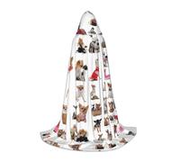 QPIPGER Cute Chihuahua Pug Print Halloween Costume Hooded Cloak Cape for Men Women Party Cosplay Wizard Witch Viking Robe M