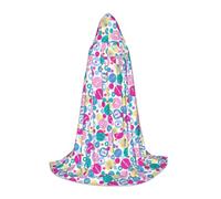 QPIPGER Cute Nurse Print Halloween Costume Hooded Cloak Cape for Men Women Party Cosplay Wizard Witch Viking Robe M