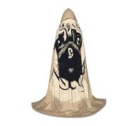 QPIPGER Cute Pug Dog Print Halloween Costume Hooded Cloak Cape for Men Women Party Cosplay Wizard Witch Viking Robe S