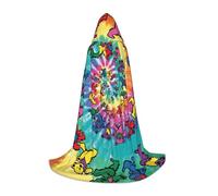 QPIPGER Dancing thanksgiving bear Print Halloween Costume Hooded Cloak Cape for Men Women Party Cosplay Wizard Witch Viking Robe L