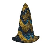 QPIPGER Dragon Scale Print Halloween Costume Hooded Cloak Cape for Men Women Party Cosplay Wizard Witch Viking Robe S
